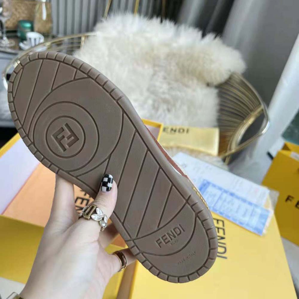 Fendi Unisex Match Beige Suede Low-Tops - image 9