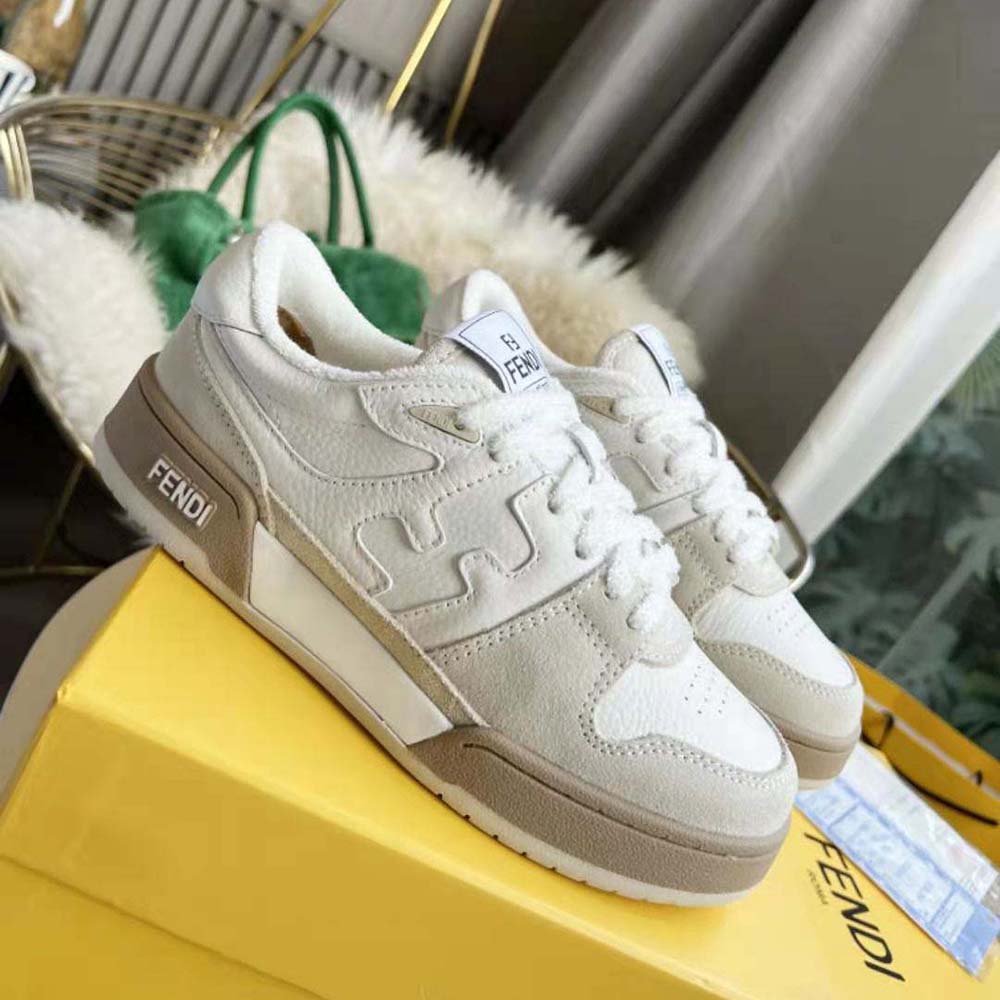 Fendi Unisex Match White Suede Low Tops - image 4