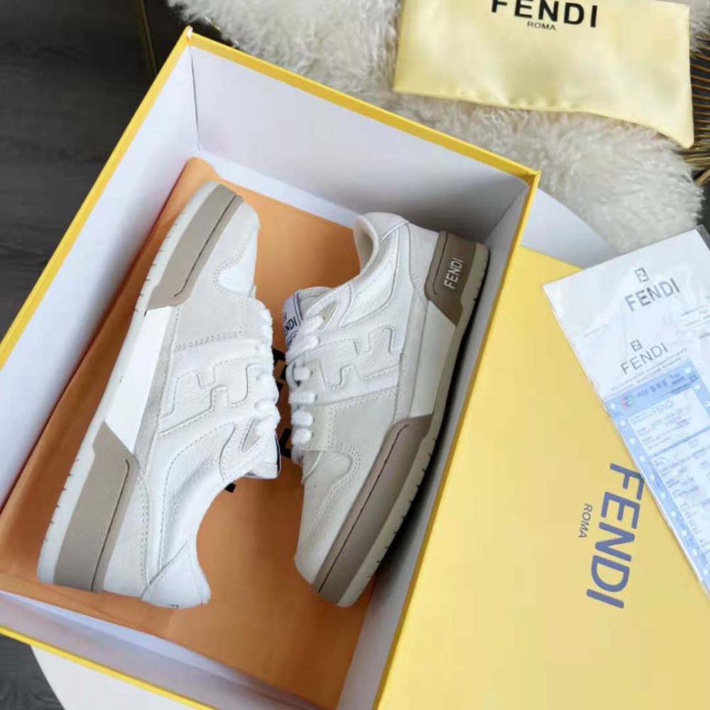 Fendi Unisex Match White Suede Low Tops - image 3