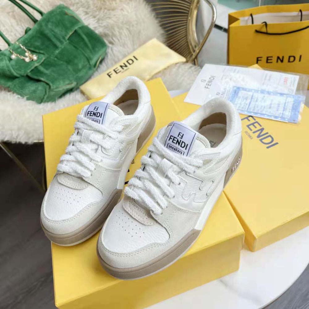 Fendi Unisex Match White Suede Low Tops - image 2