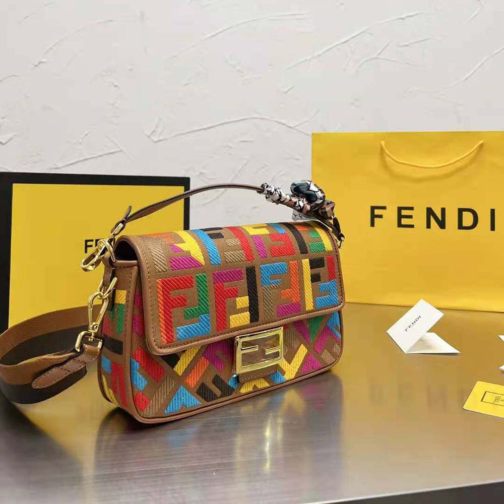 Fendi Women Baguette Multicolor FF Canvas Bag - image 3