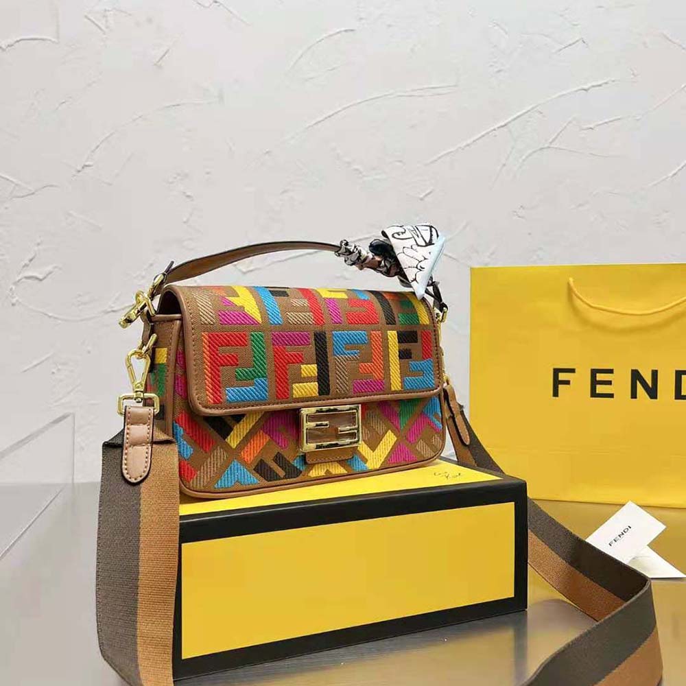 Fendi Women Baguette Multicolor FF Canvas Bag - image 2