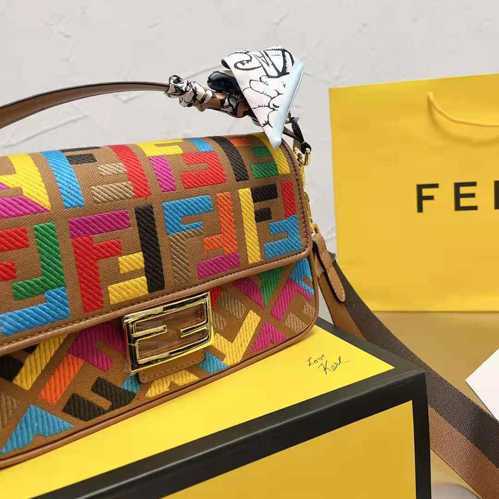 Fendi Women Baguette Multicolor FF Canvas Bag - image 10