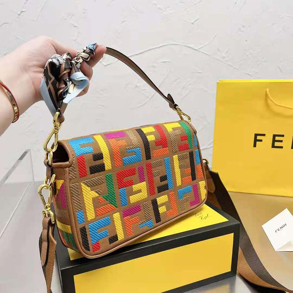 Fendi Women Baguette Multicolor FF Canvas Bag - image 4