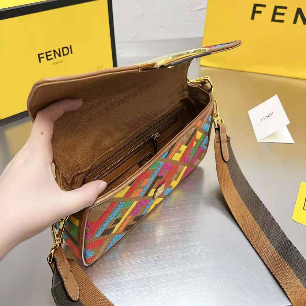 Fendi Women Baguette Multicolor FF Canvas Bag - image 9