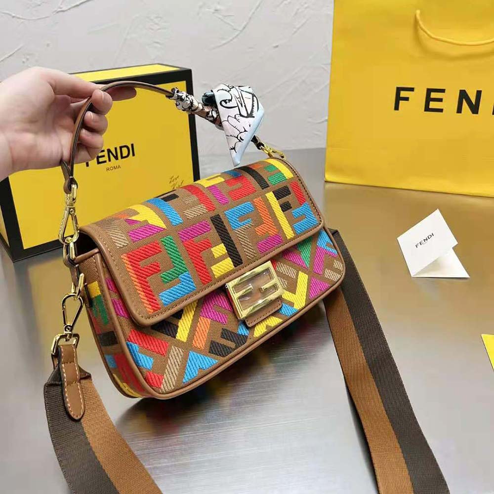 Fendi Women Baguette Multicolor FF Canvas Bag - image 5