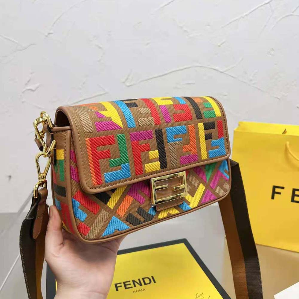 Fendi Women Baguette Multicolor FF Canvas Bag - image 6