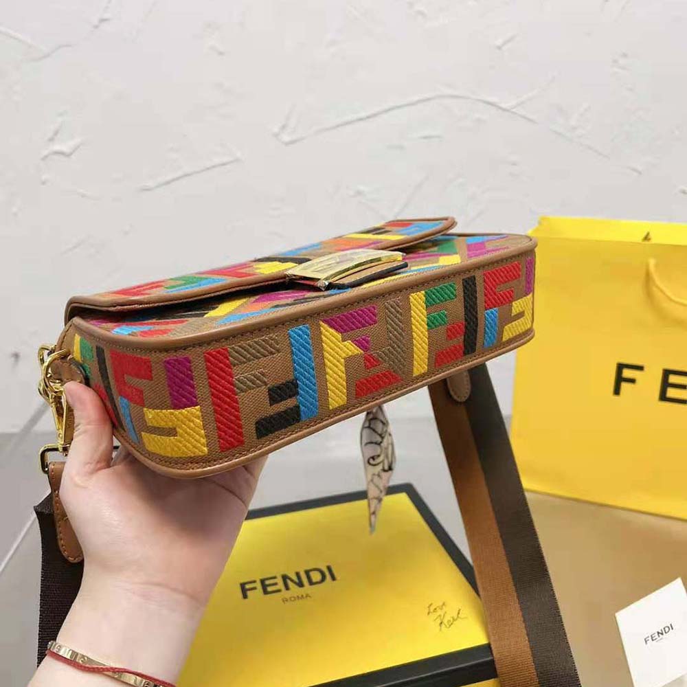 Fendi Women Baguette Multicolor FF Canvas Bag - image 8