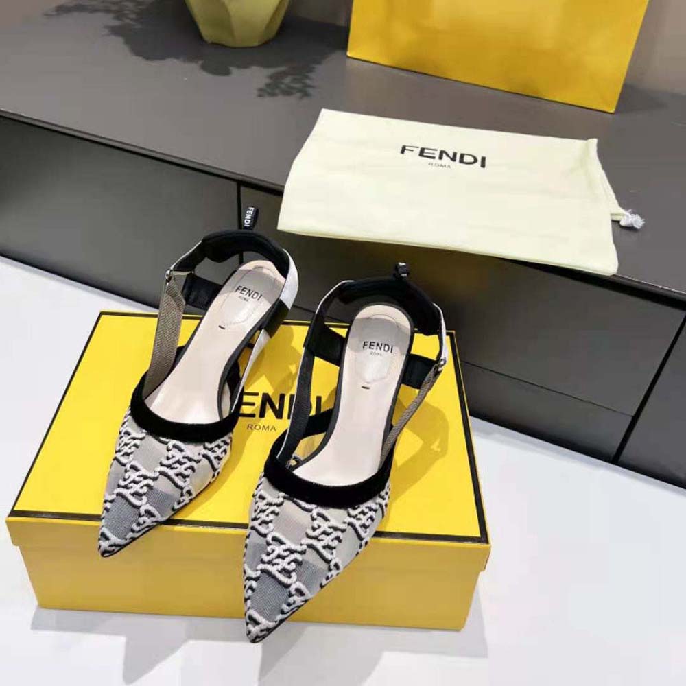 Fendi Women Colibri Gray Mesh and Embroidery High-Heeled Slingbacks - image 2