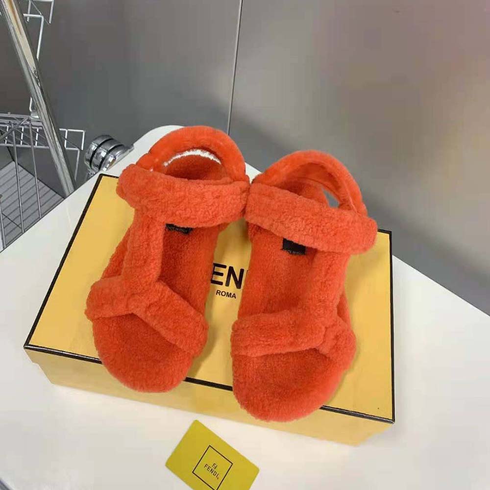 Fendi Women Feel Red Sheepskin Sandals - image 2