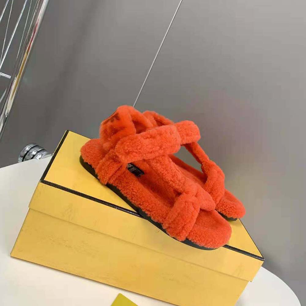 Fendi Women Feel Red Sheepskin Sandals - image 6