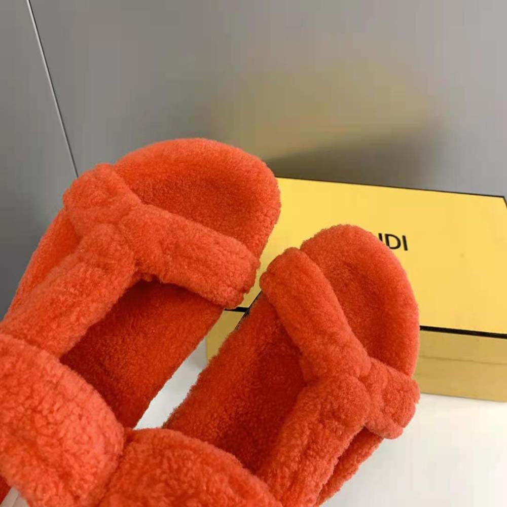 Fendi Women Feel Red Sheepskin Sandals - image 10