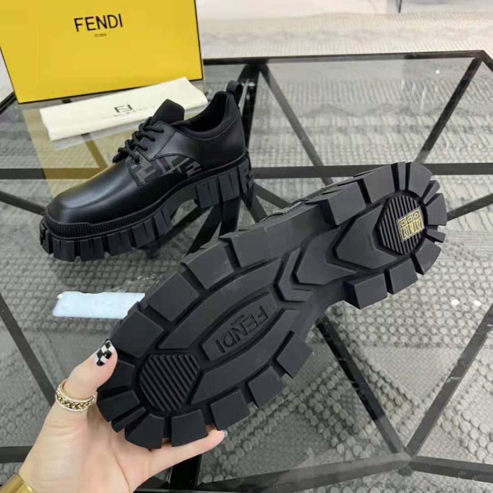 Fendi Women Force Black Leather Lace-Ups - image 10
