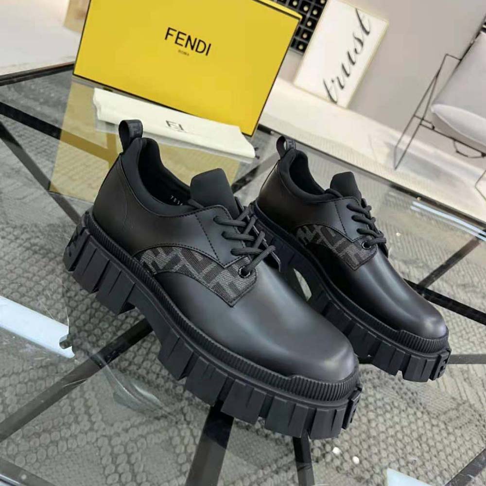 Fendi Women Force Black Leather Lace-Ups - image 4