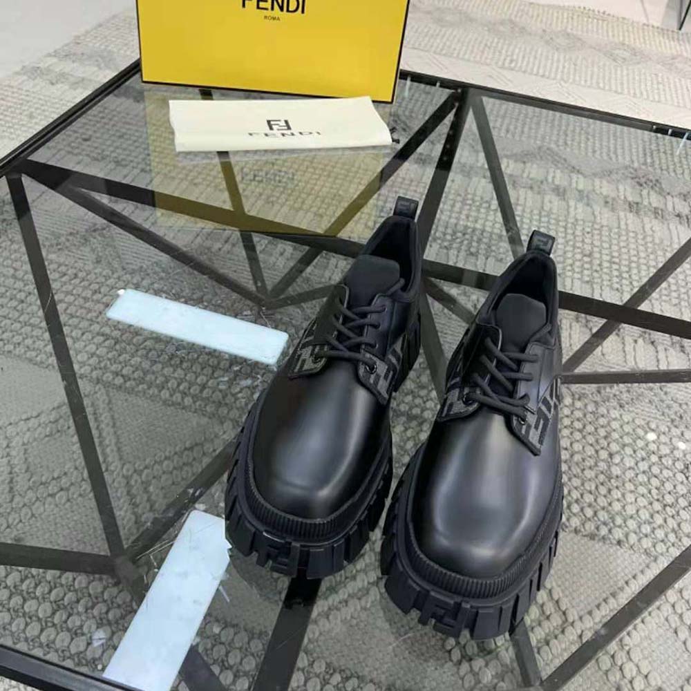 Fendi Women Force Black Leather Lace-Ups - image 3