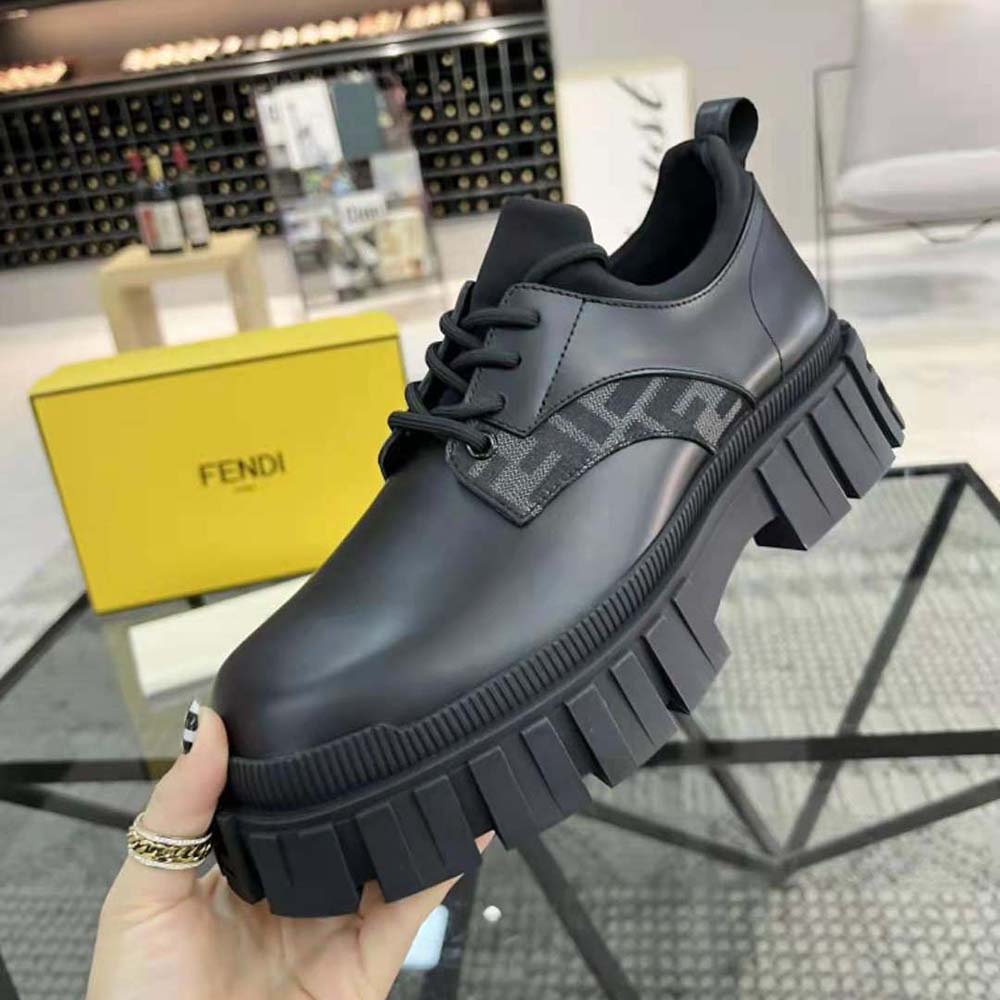 Fendi Women Force Black Leather Lace-Ups - image 7