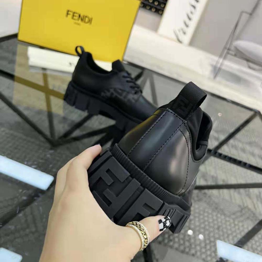 Fendi Women Force Black Leather Lace-Ups - image 6