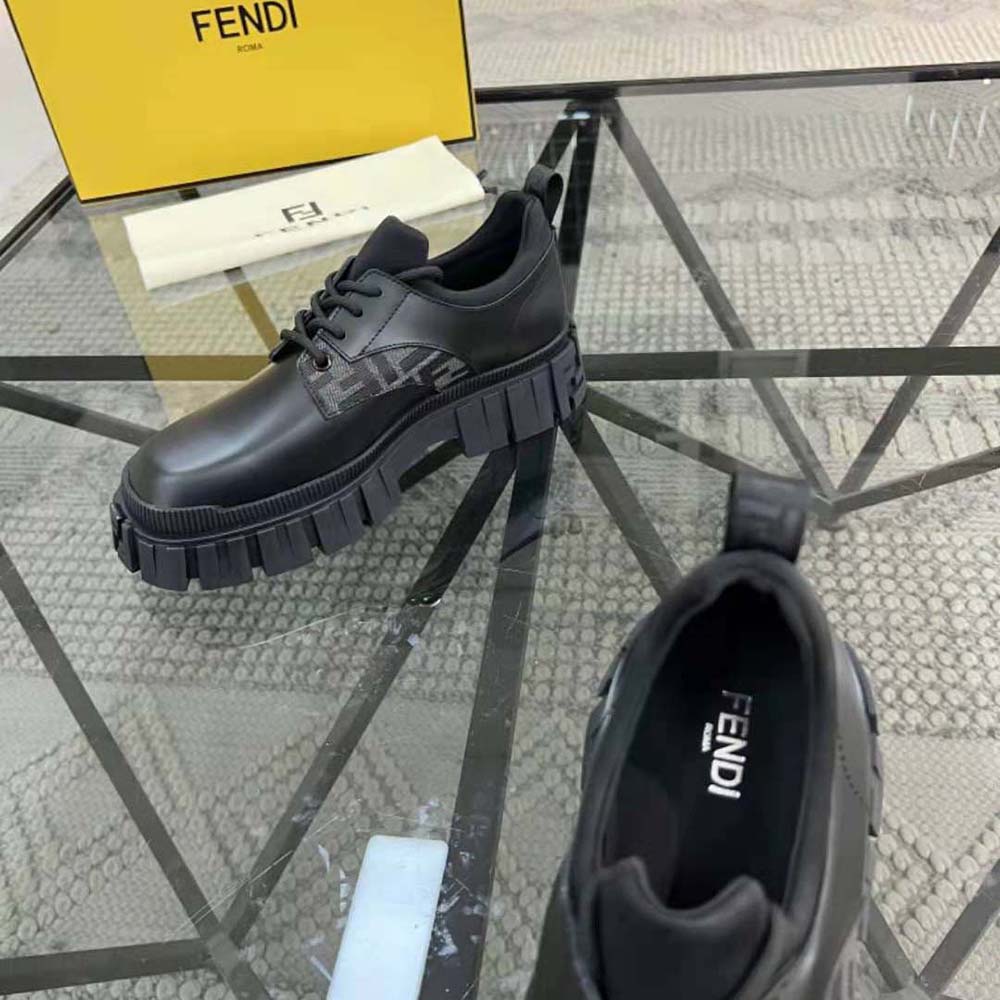 Fendi Women Force Black Leather Lace-Ups - image 5