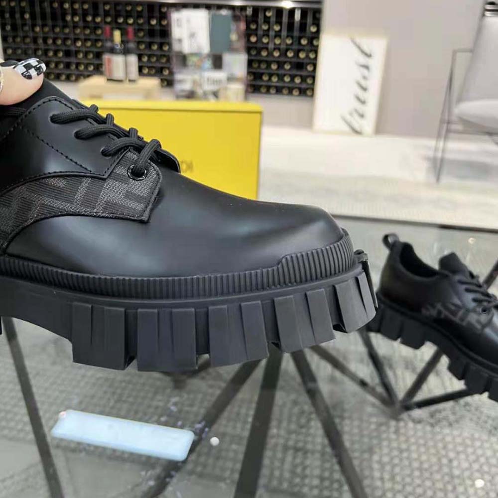 Fendi Women Force Black Leather Lace-Ups - image 9