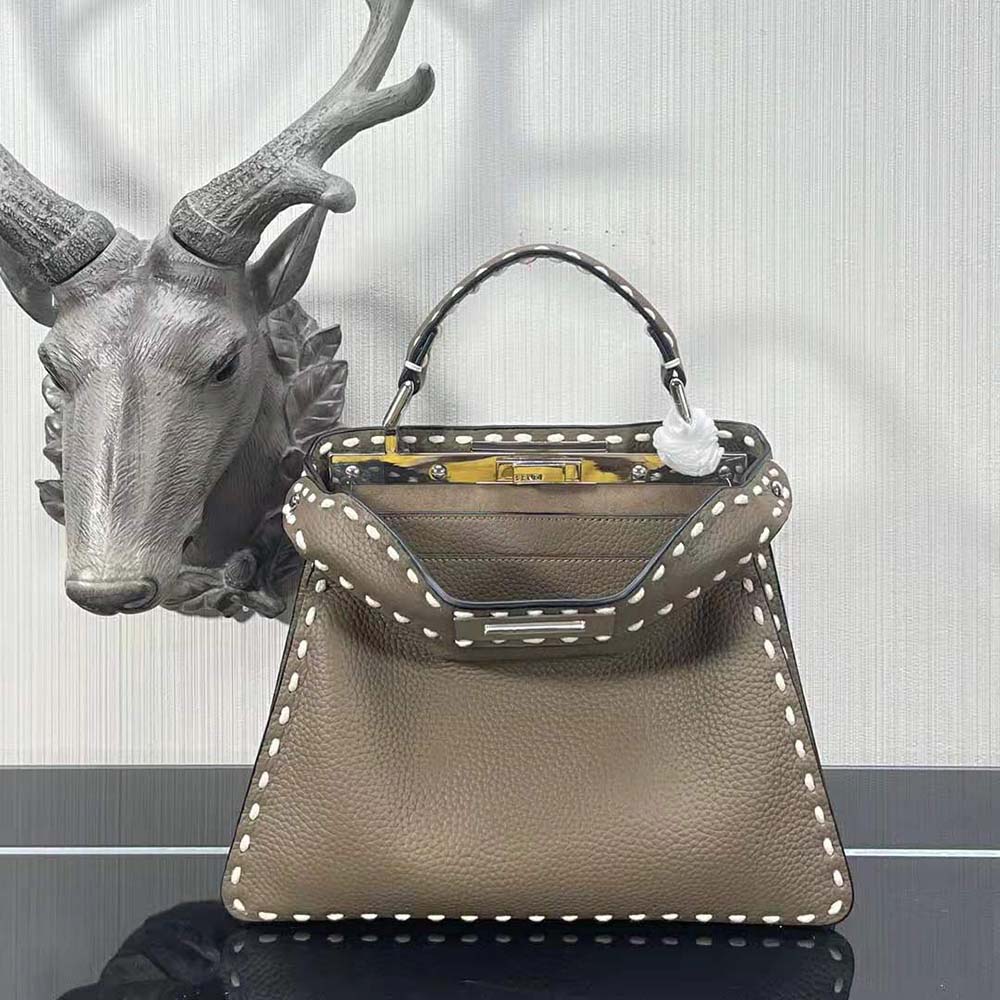 Fendi Women Peekaboo Iseeu Small Gray Full Grain Leather Bag - image 2