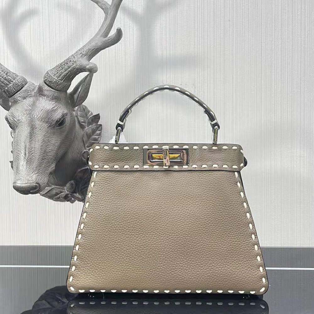 Fendi Women Peekaboo Iseeu Small Gray Full Grain Leather Bag - image 3