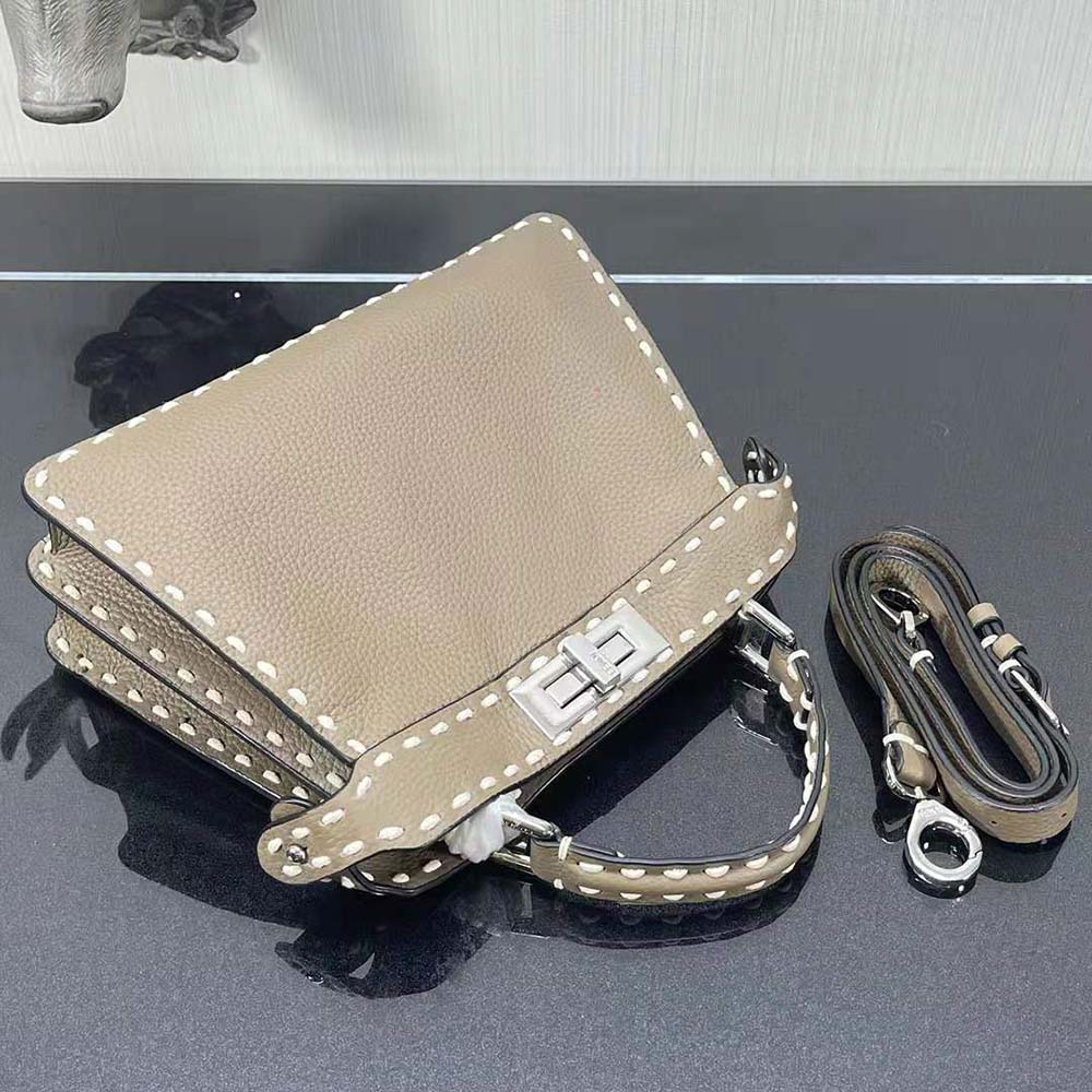 Fendi Women Peekaboo Iseeu Small Gray Full Grain Leather Bag - image 5