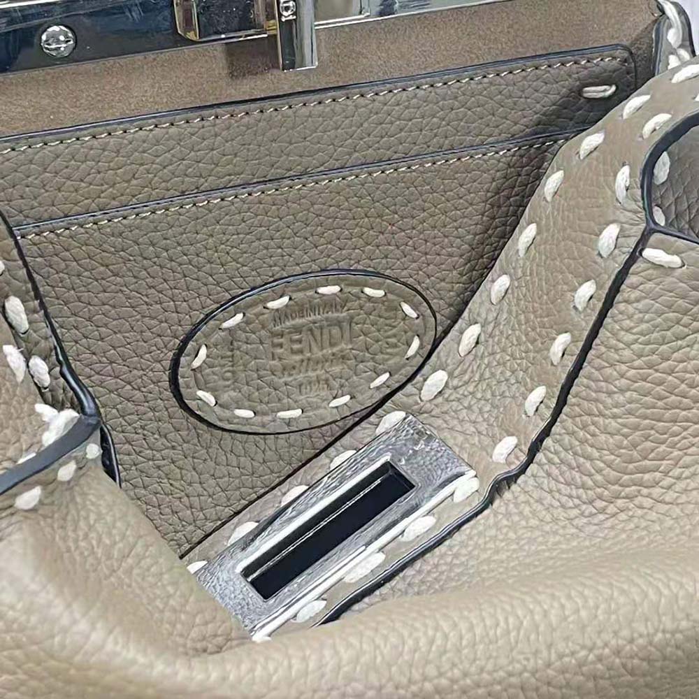 Fendi Women Peekaboo Iseeu Small Gray Full Grain Leather Bag - image 7
