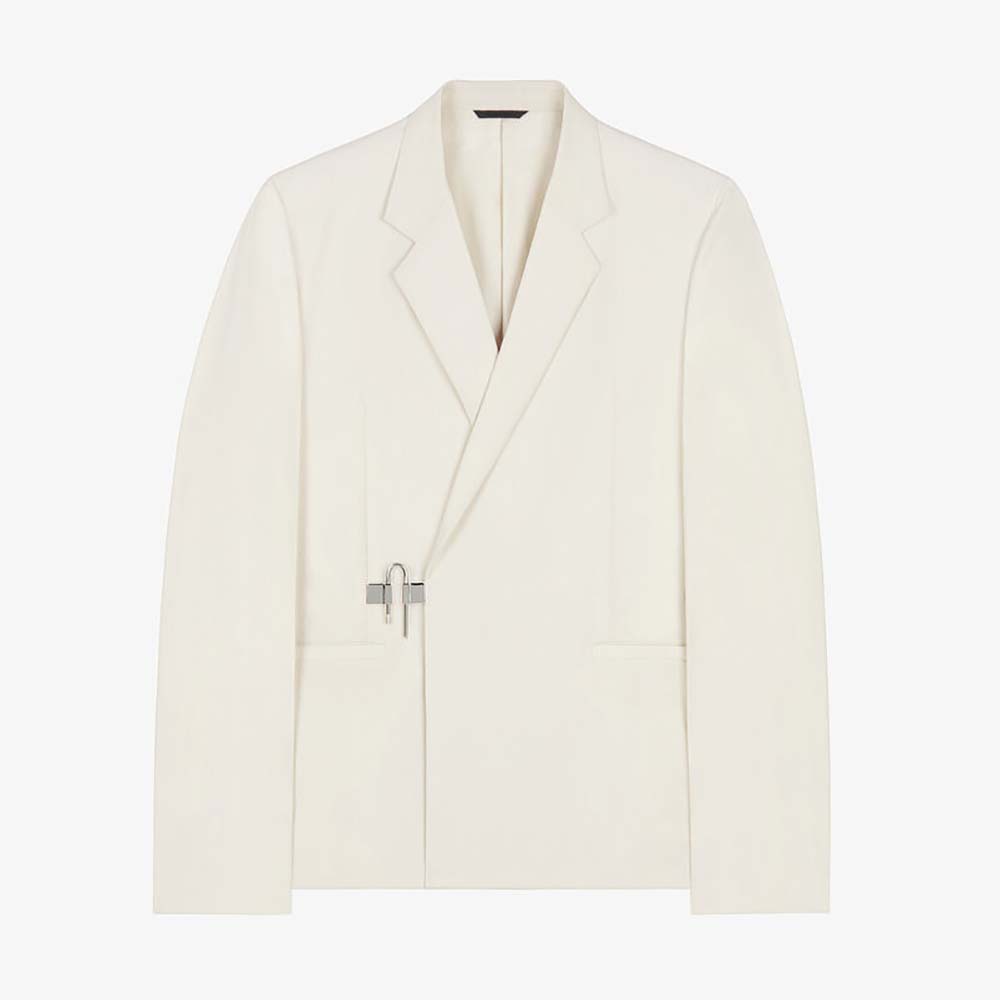 Front view of Givenchy Men Slim Fit Jacket in Lightweight Wool white