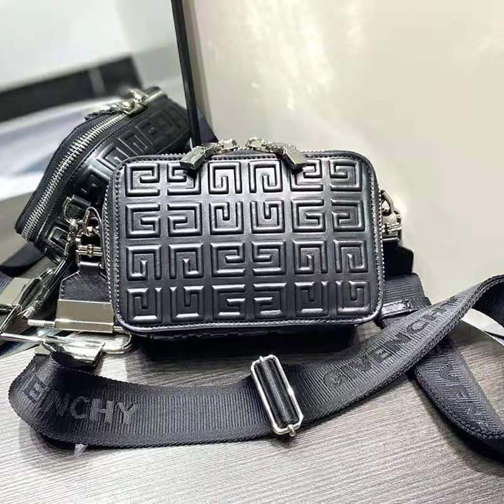 Close-up of silver-tone hardware on Givenchy Women Antigona U Camera Bag