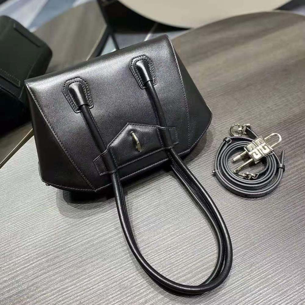 Givenchy Women Mini Antigona Lock Bag in Box Leather-Black - image 5