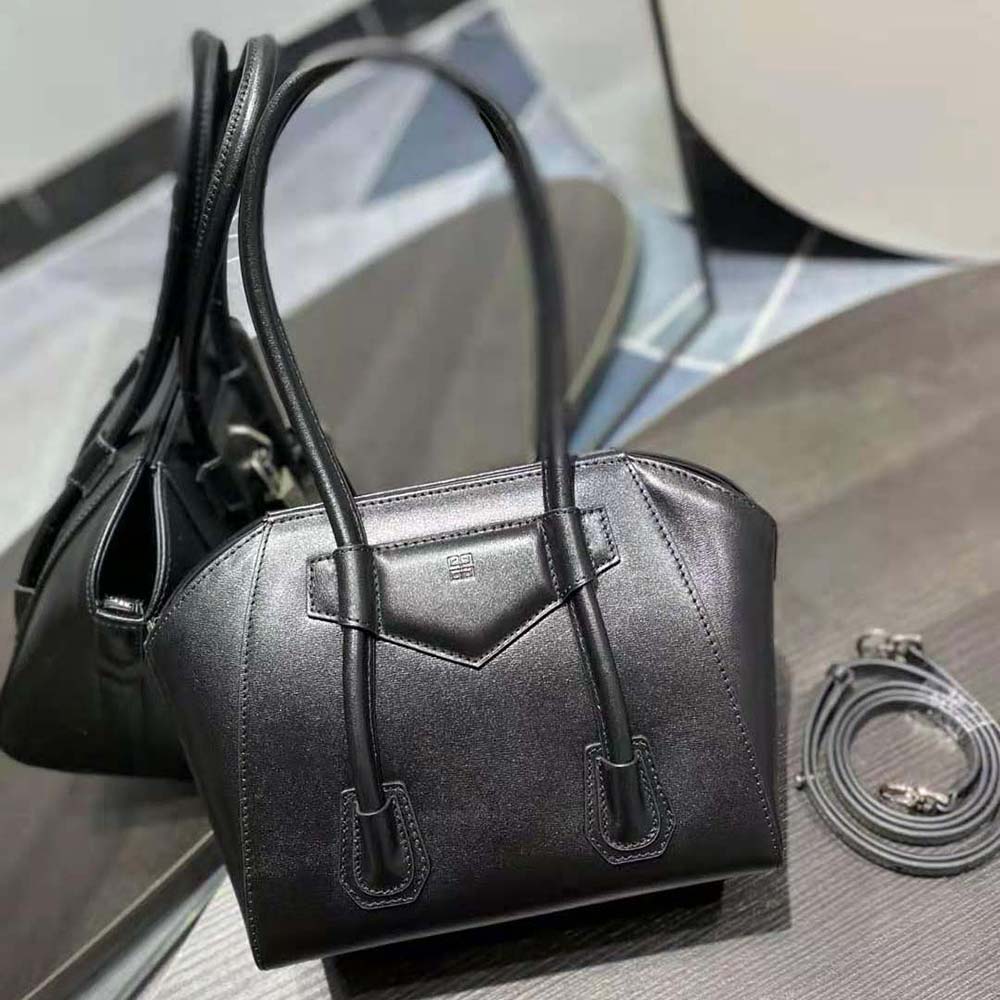 Givenchy Women Mini Antigona Lock Bag in Box Leather-Black - image 4