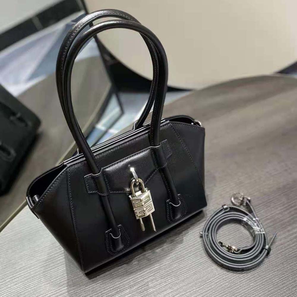 Givenchy Women Mini Antigona Lock Bag in Box Leather-Black - image 6