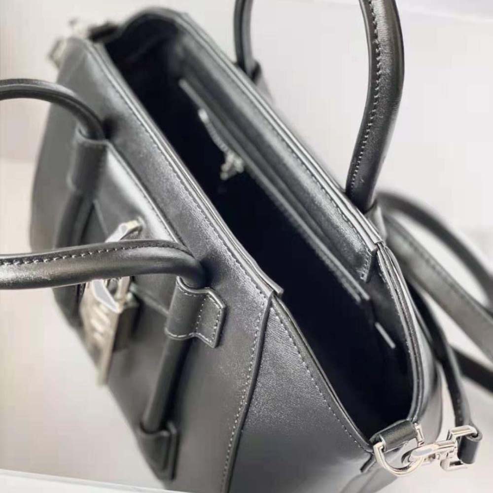 Givenchy Women Mini Antigona Lock Bag in Box Leather-Black - image 6