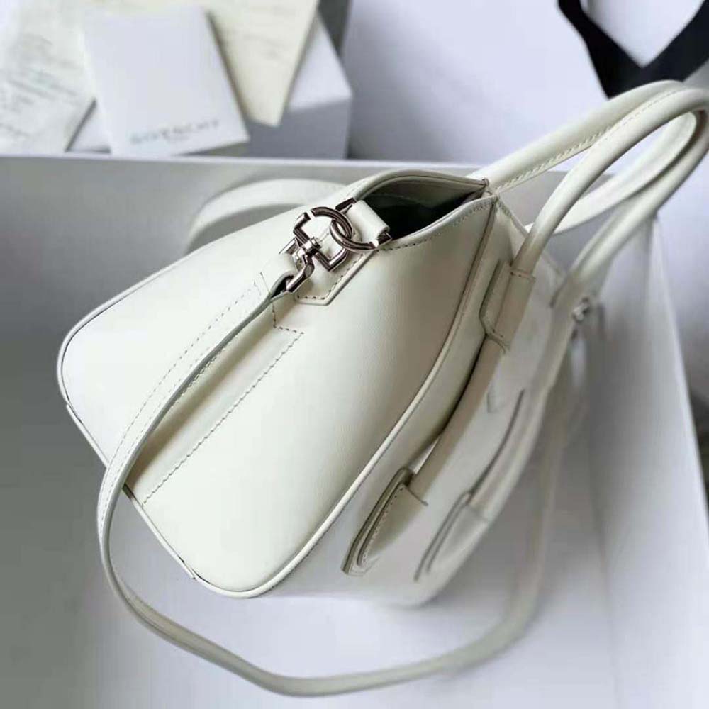 Givenchy Women Mini Antigona Lock Bag in Box Leather-White - image 4