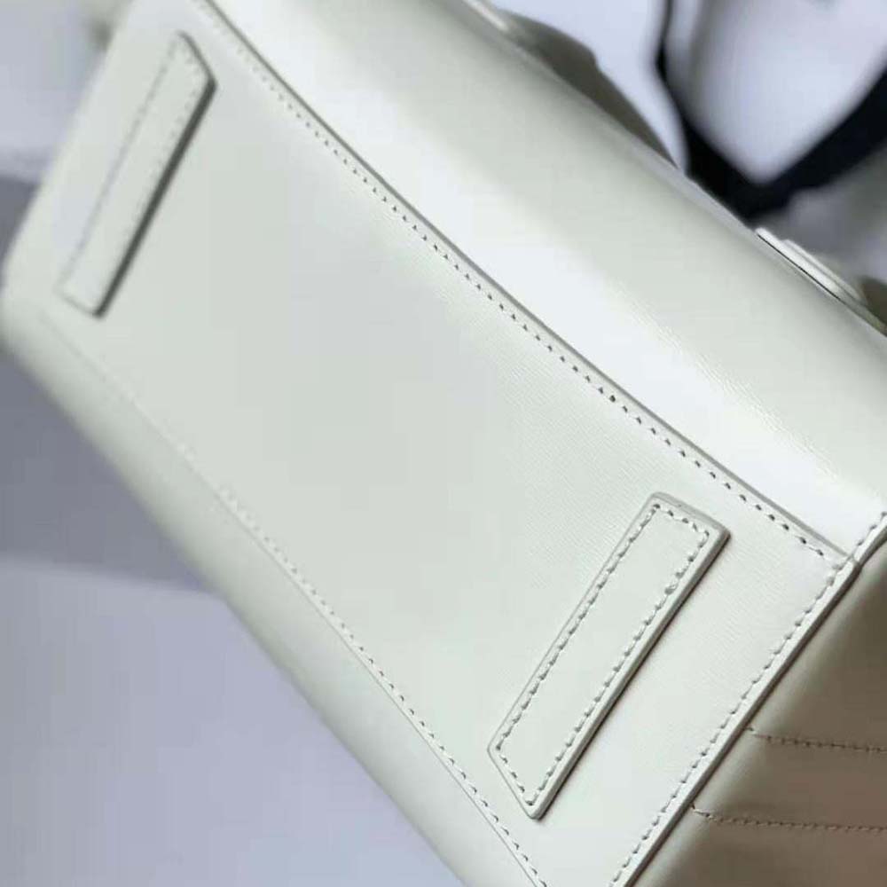 Givenchy Women Mini Antigona Lock Bag in Box Leather-White - image 9