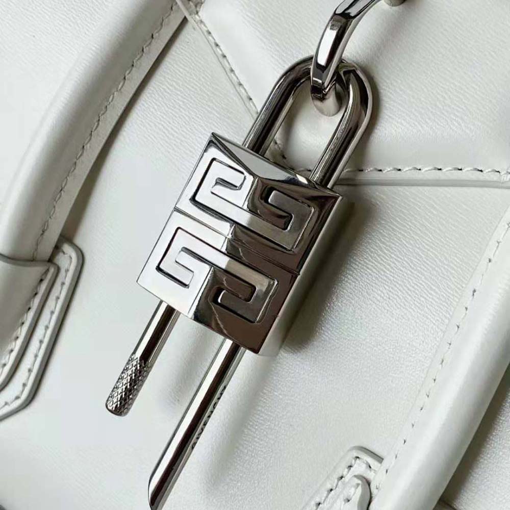 Givenchy Women Mini Antigona Lock Bag in Box Leather-White - image 6