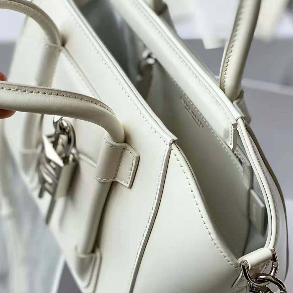 Givenchy Women Mini Antigona Lock Bag in Box Leather-White - image 5