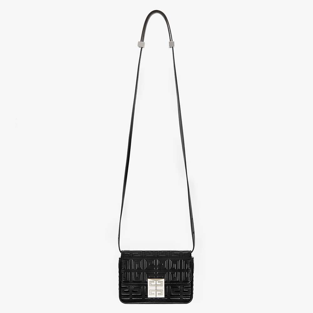 Front view of Givenchy Women Small 4g Bag in black patent leather