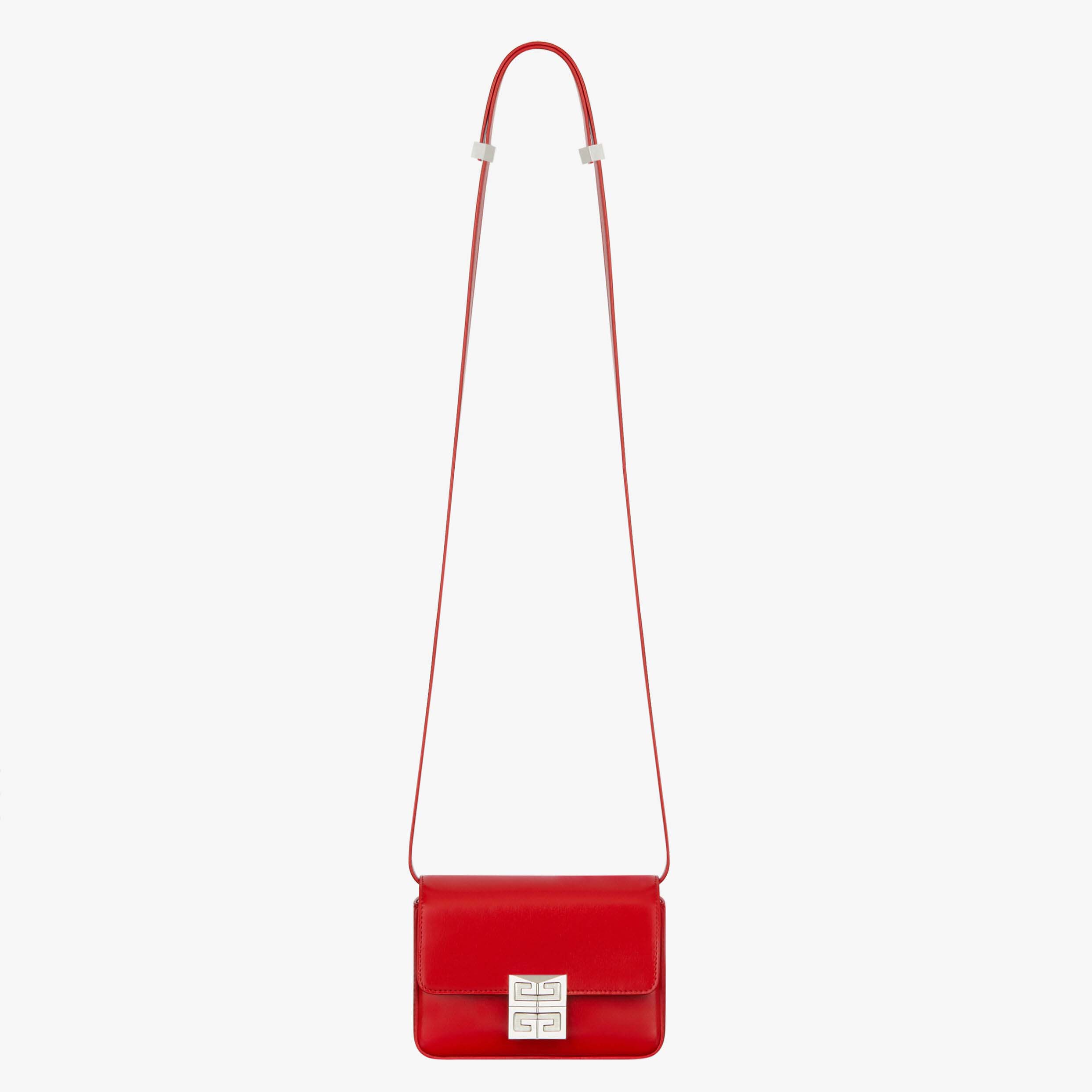 Front view of Givenchy Women Small 4g Bag in Box Leather-Red with gold hardware