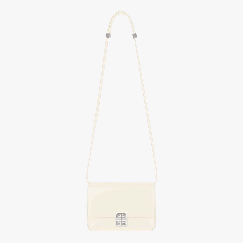 Front view of Givenchy Women Small 4g Bag in Box Leather-White with 4G logo