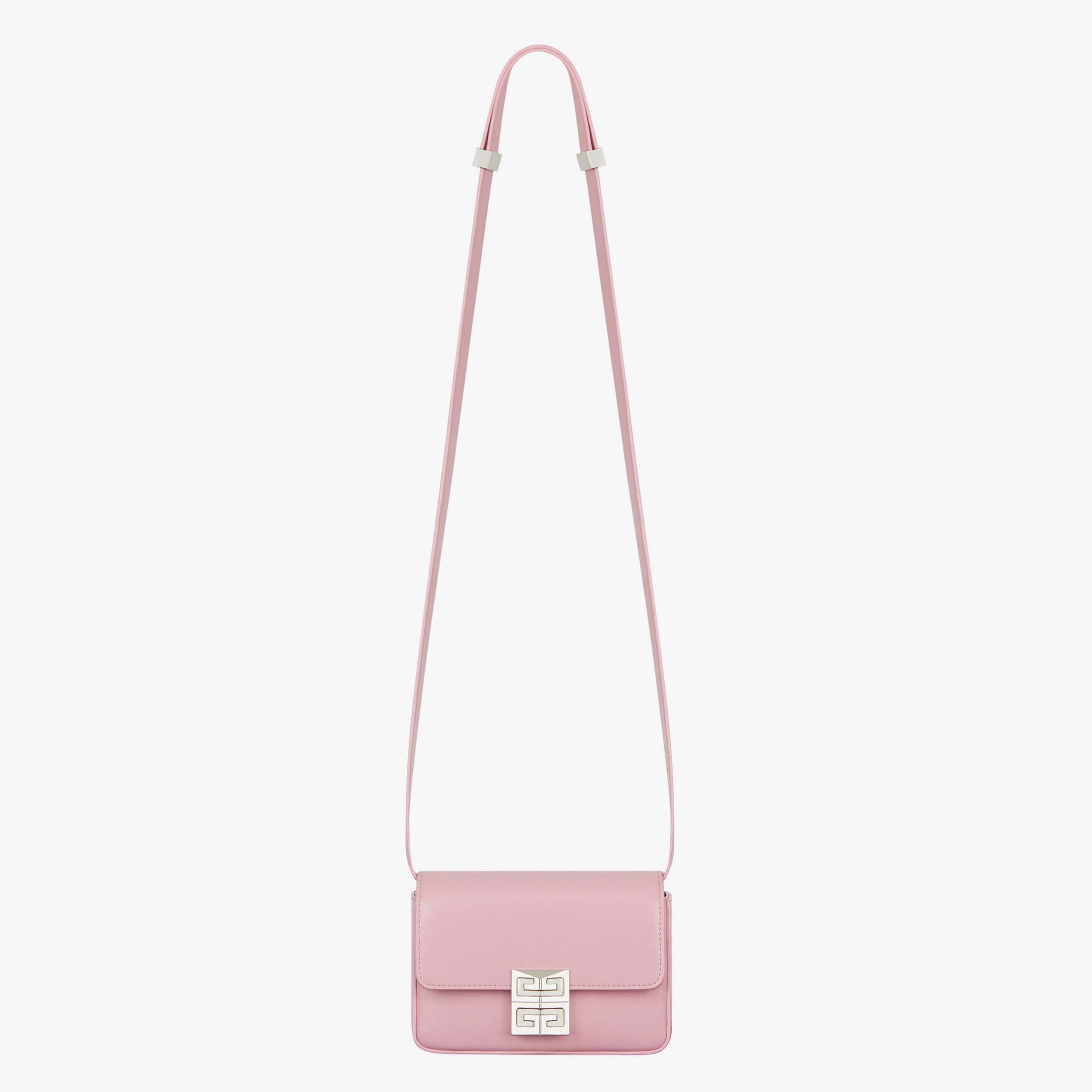 Front angle of Givenchy Women Small 4g Bag in Box Leather-Pink showing 4G logo
