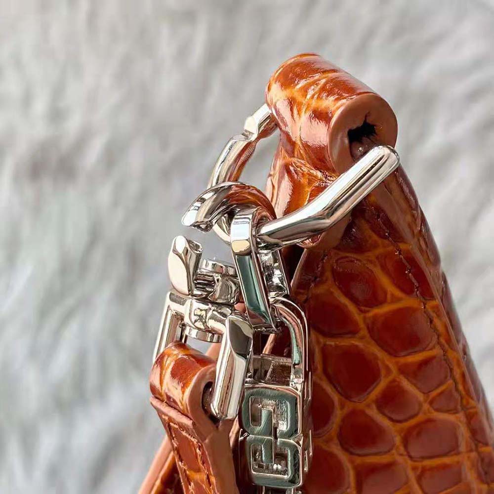 Givenchy Women Small Cut Out Bag in Crocodile Effect Leather with Chain-Brown - image 8