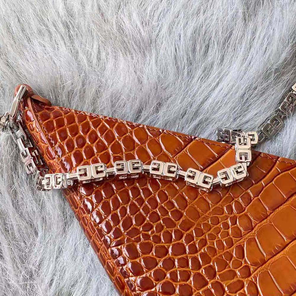 Givenchy Women Small Cut Out Bag in Crocodile Effect Leather with Chain-Brown - image 6