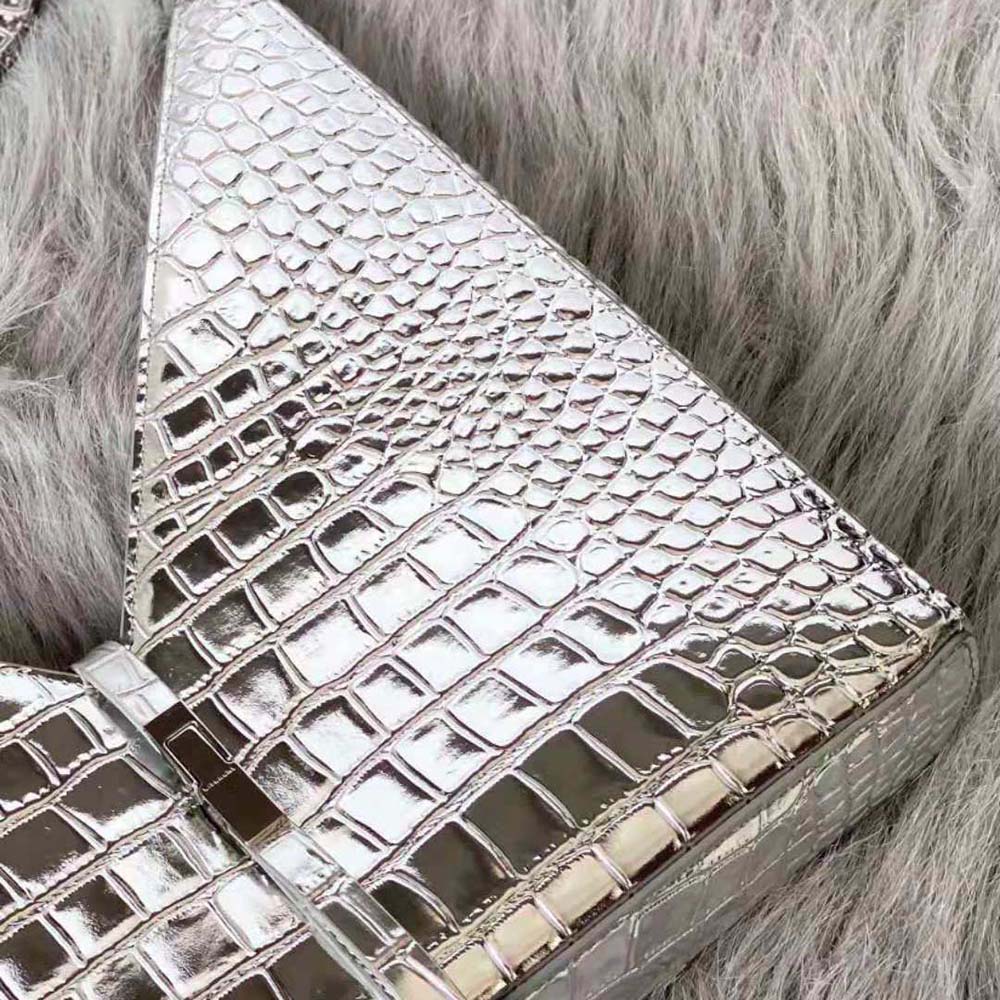 Givenchy Women Small Cut Out Bag in Crocodile Effect Leather with Chain-Silver - image 6