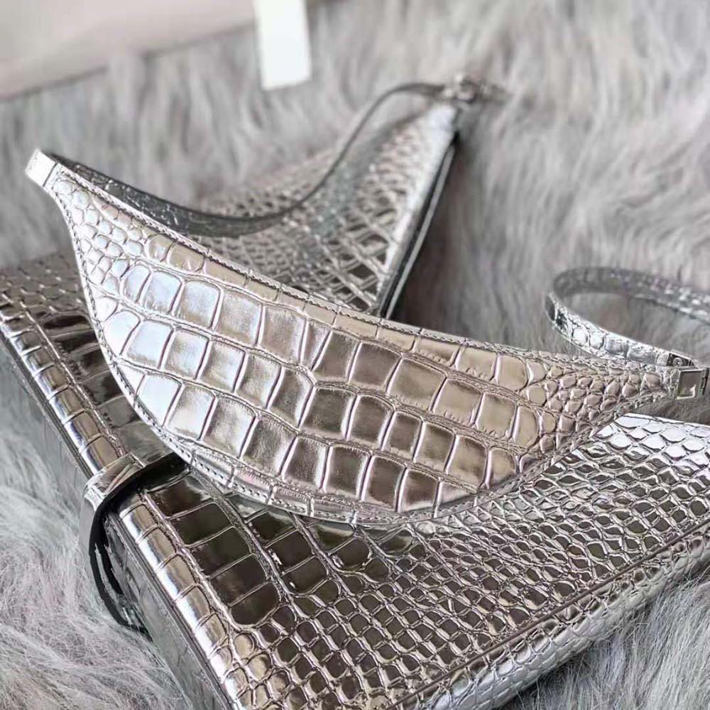 Givenchy Women Small Cut Out Bag in Crocodile Effect Leather with Chain-Silver - image 7