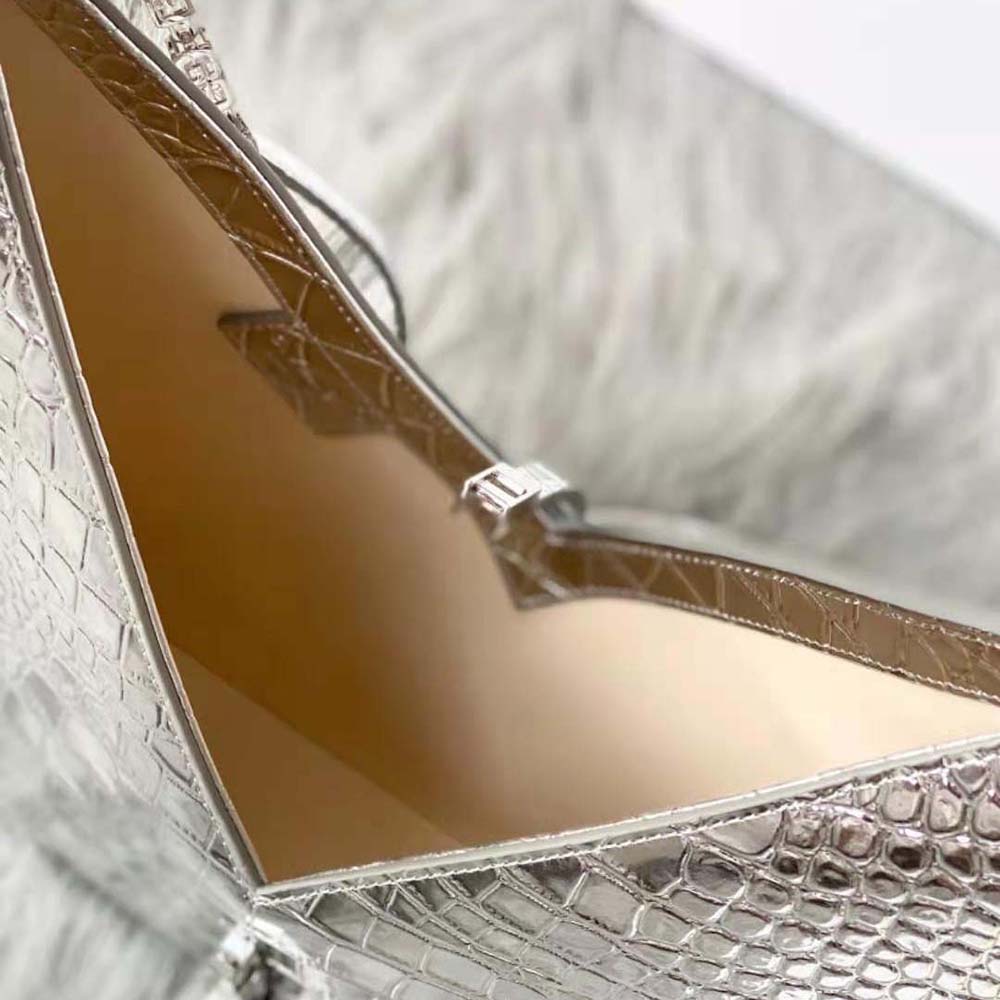 Givenchy Women Small Cut Out Bag in Crocodile Effect Leather with Chain-Silver - image 9