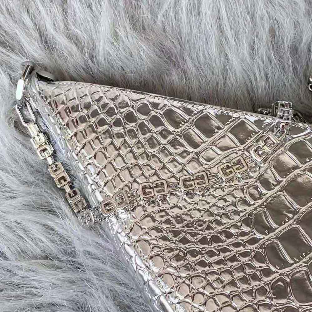 Givenchy Women Small Cut Out Bag in Crocodile Effect Leather with Chain-Silver - image 8