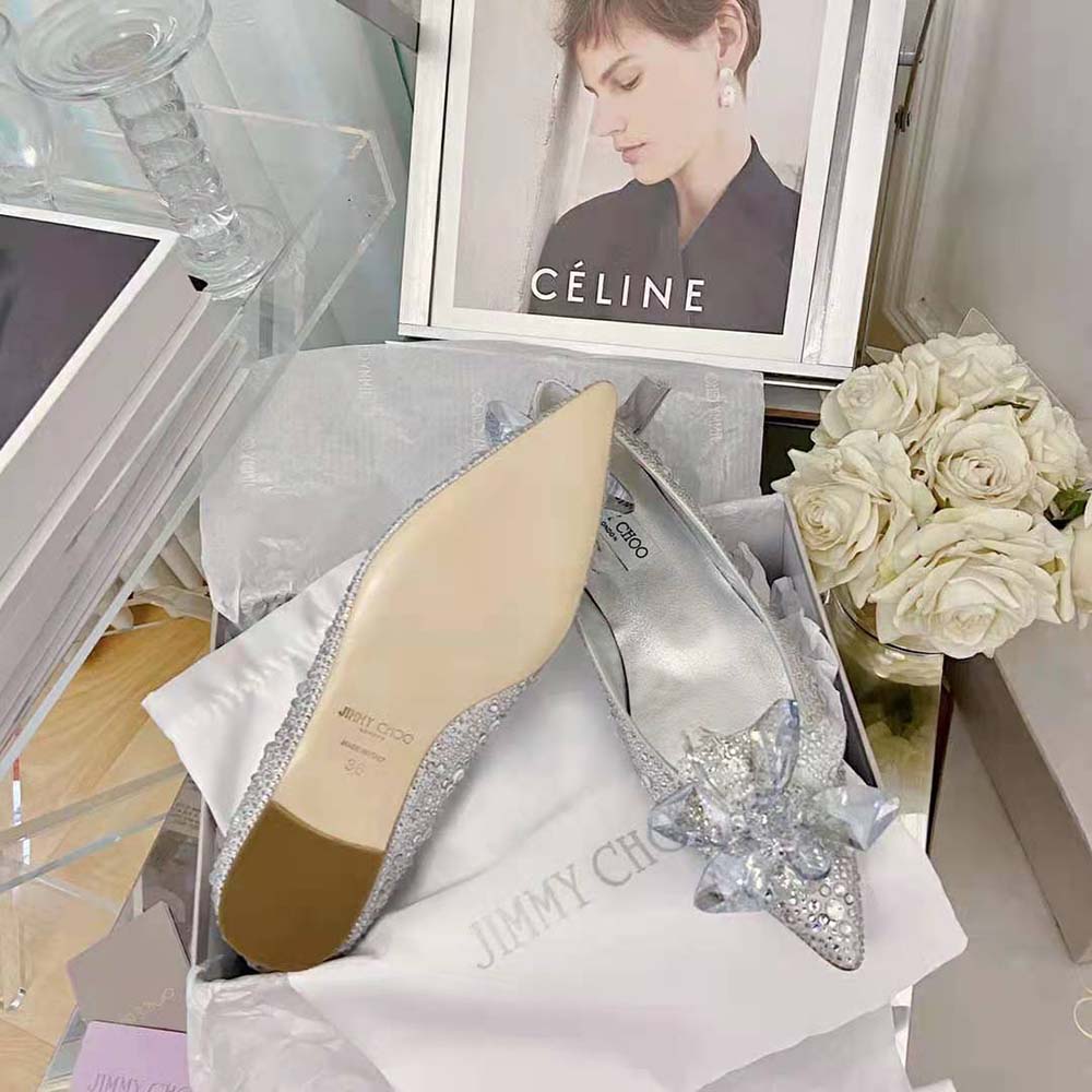 Jimmy Choo Women Attila Crystal Covered Pointy Toe Flats - image 9