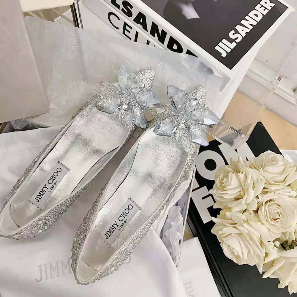 Jimmy Choo Women Attila Crystal Covered Pointy Toe Pumps in 50mm Heel Height - image 4