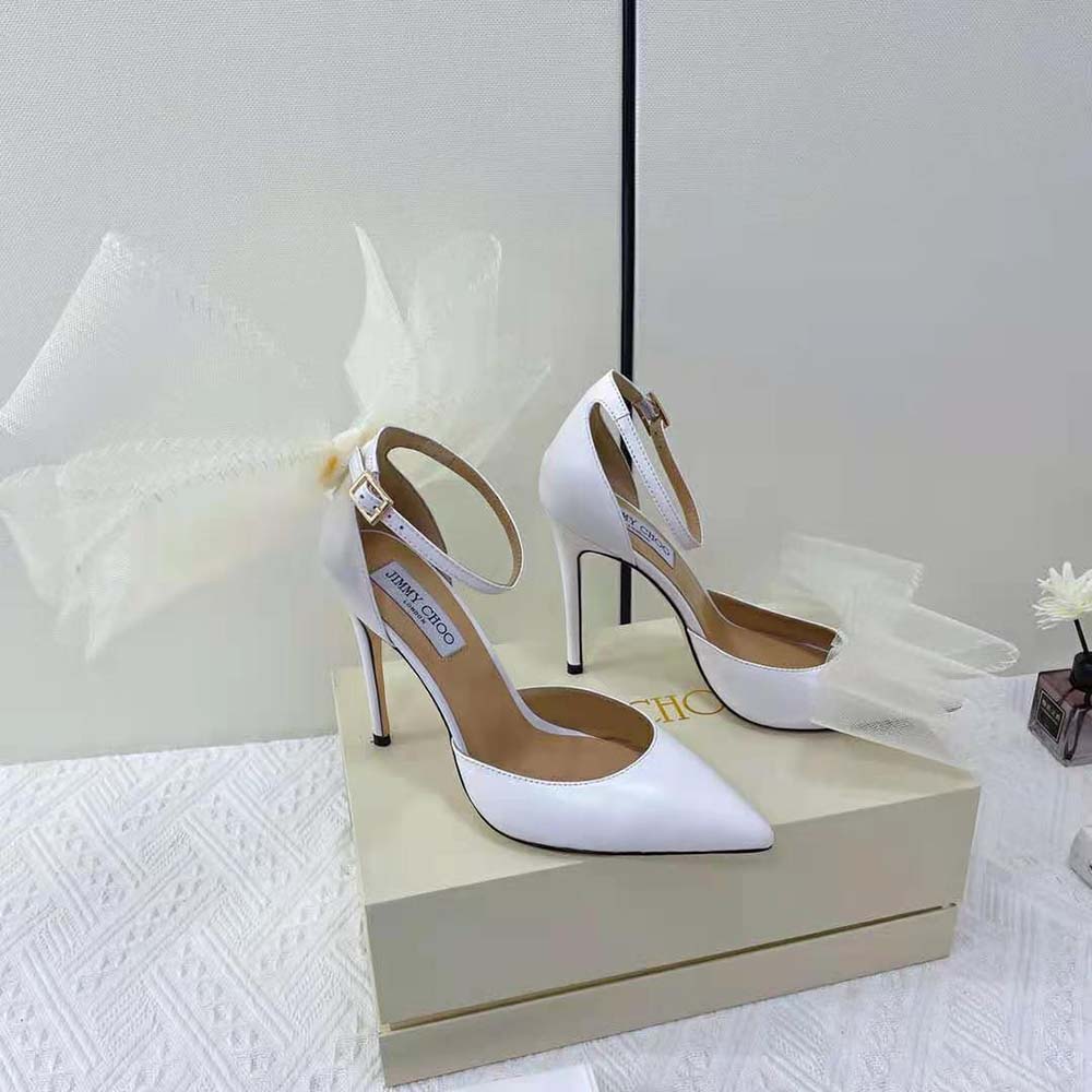 Jimmy Choo Women Averly 100 Latte Pumps with Asymmetric Grosgrain Mesh Fascinator Bows - image 4